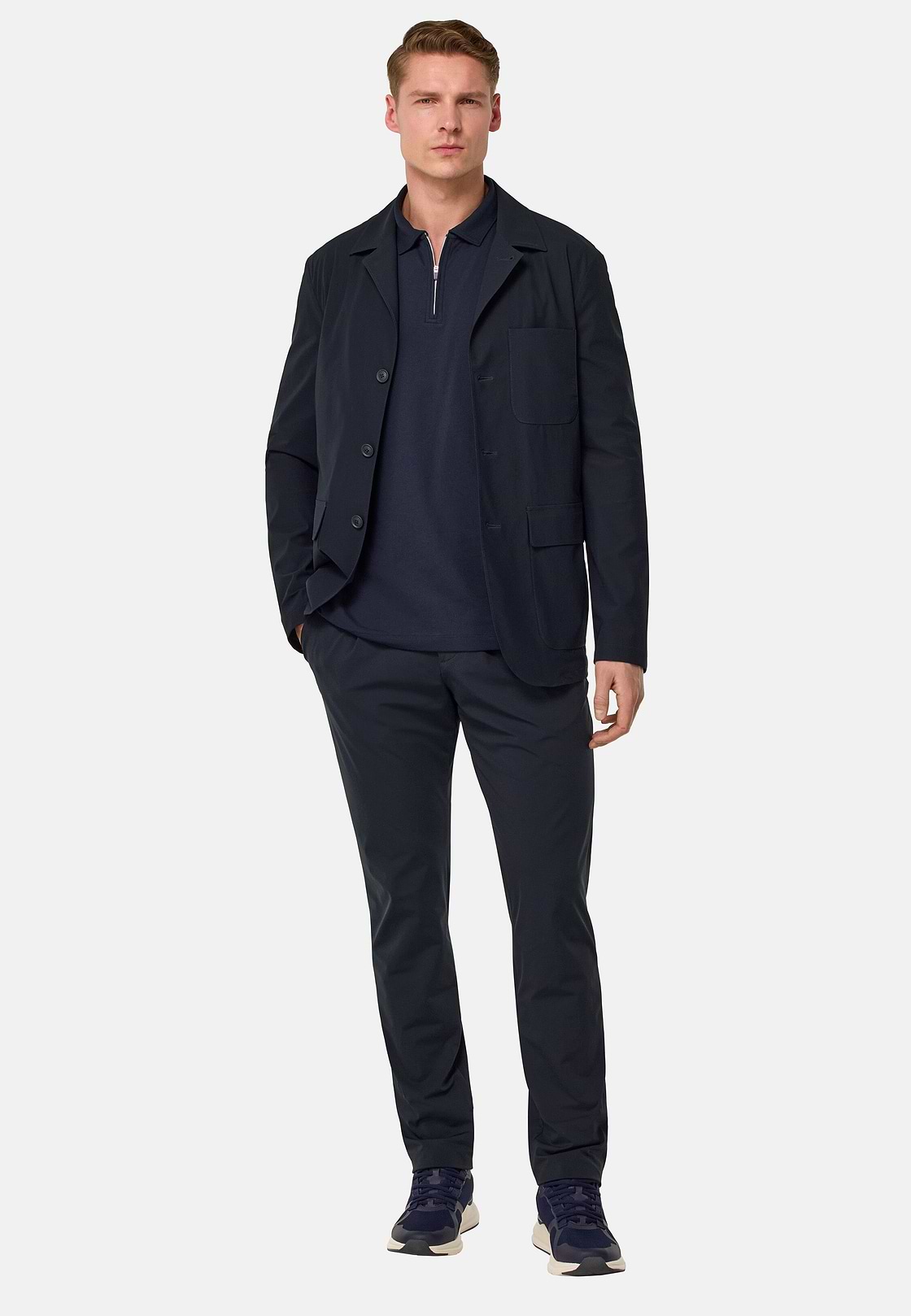 Veste B Tech En Nylon Stretch, bleu marine, hi-res