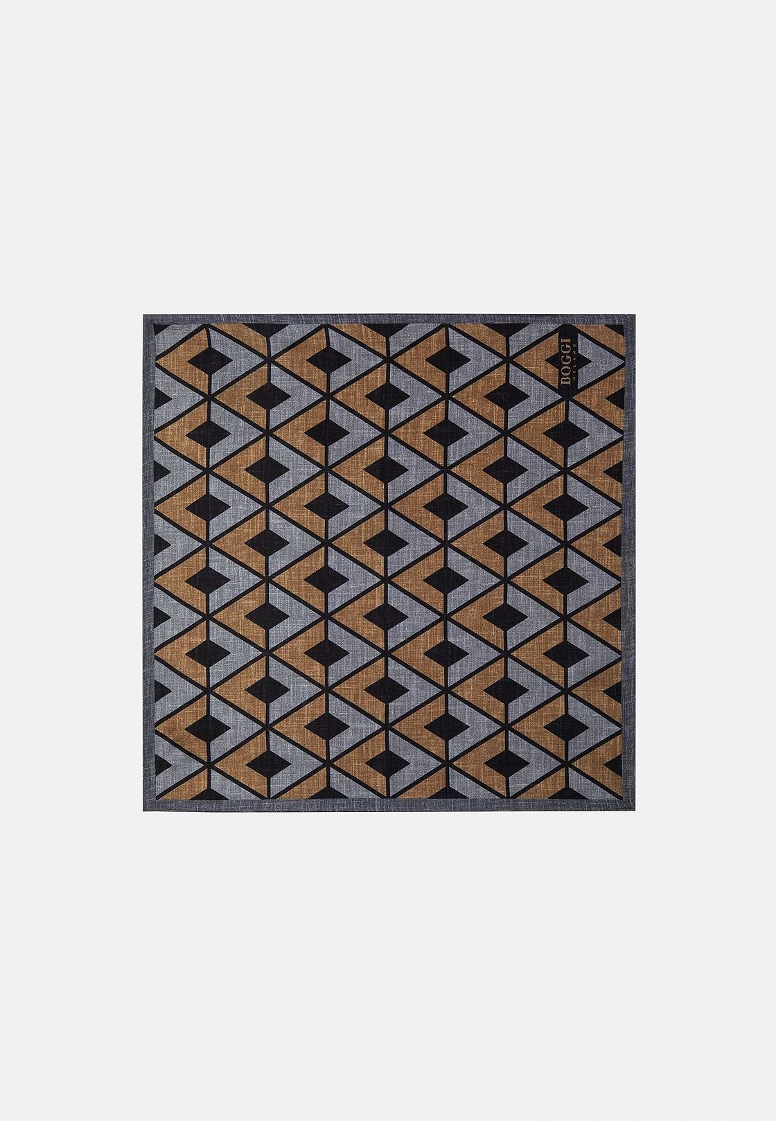 Macro Patterned Silk Pocket Square, Grey, hi-res