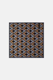 Macro Patterned Silk Pocket Square, Grey, hi-res