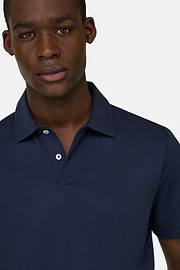 Polo En Interlock, bleu marine, thumb, 4