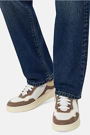 Sneakers En Cuir Mixte, Taupe, hi-res
