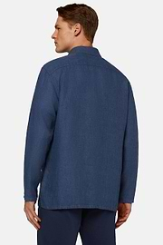 Hemdjacke Aus Leinen, Blau, hi-res