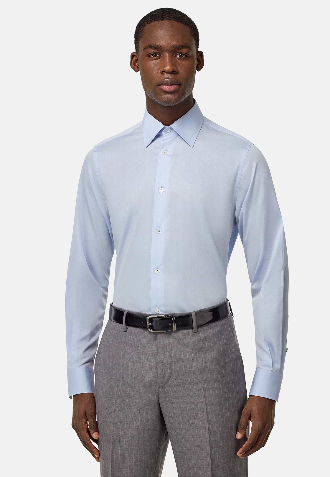 Chemise En Sergé De Coton Regular Fit, Bleu clair, hi-res