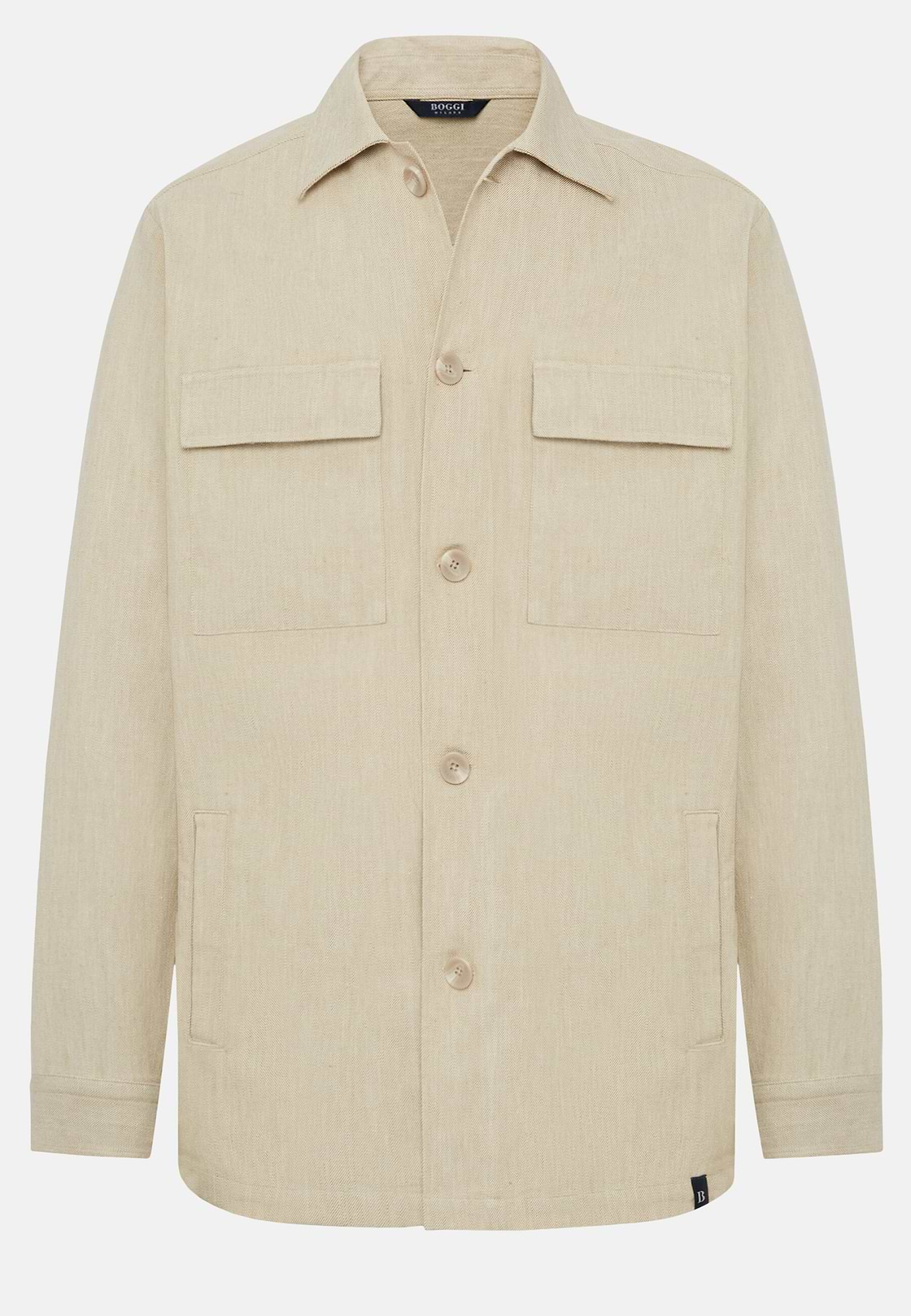 Veste Chemise Link En Coton Et Lin, Beige, hi-res