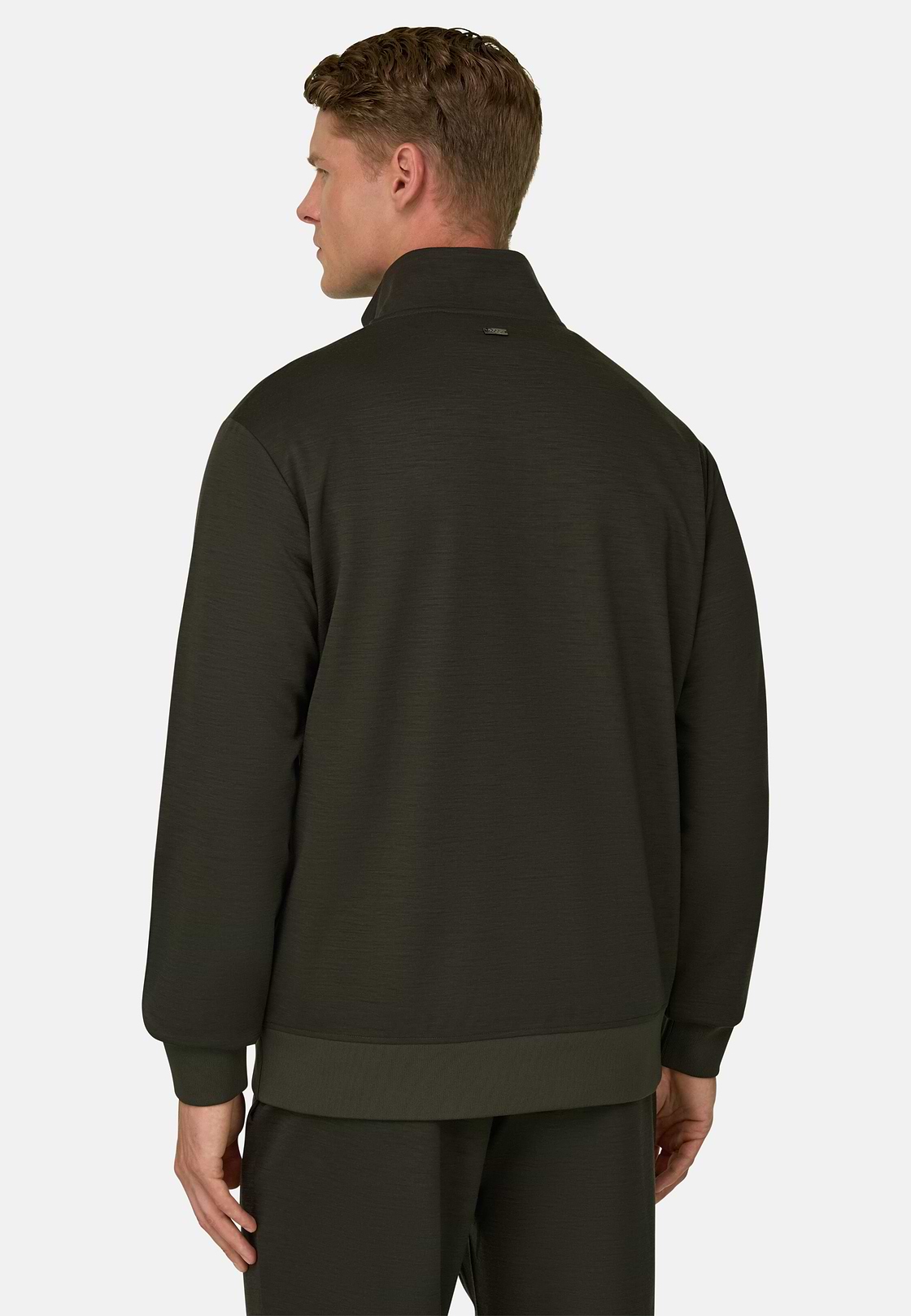 Quarter-Zip Sweatshirt in Wool Blend WOOLTECH, Military Green, hi-res, 4