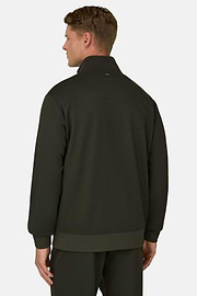 Quarter-Zip Sweatshirt in Wool Blend WOOLTECH, Military Green, thumb, 4