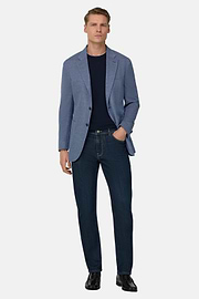B Jersey Pinpoint Jacket in a Cotton Blend, Blue, thumb, 2