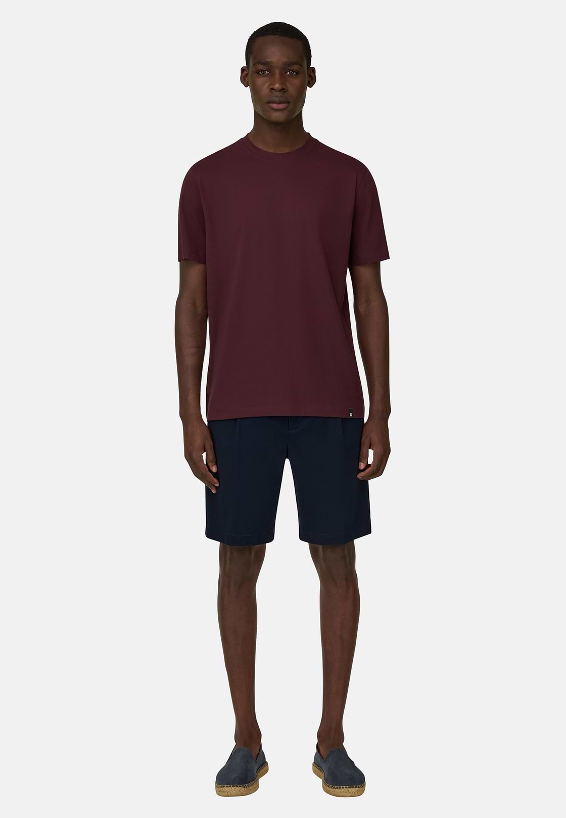 T-Shirt aus elastischer Supima-Baumwolle, Burgundy, hi-res, 2