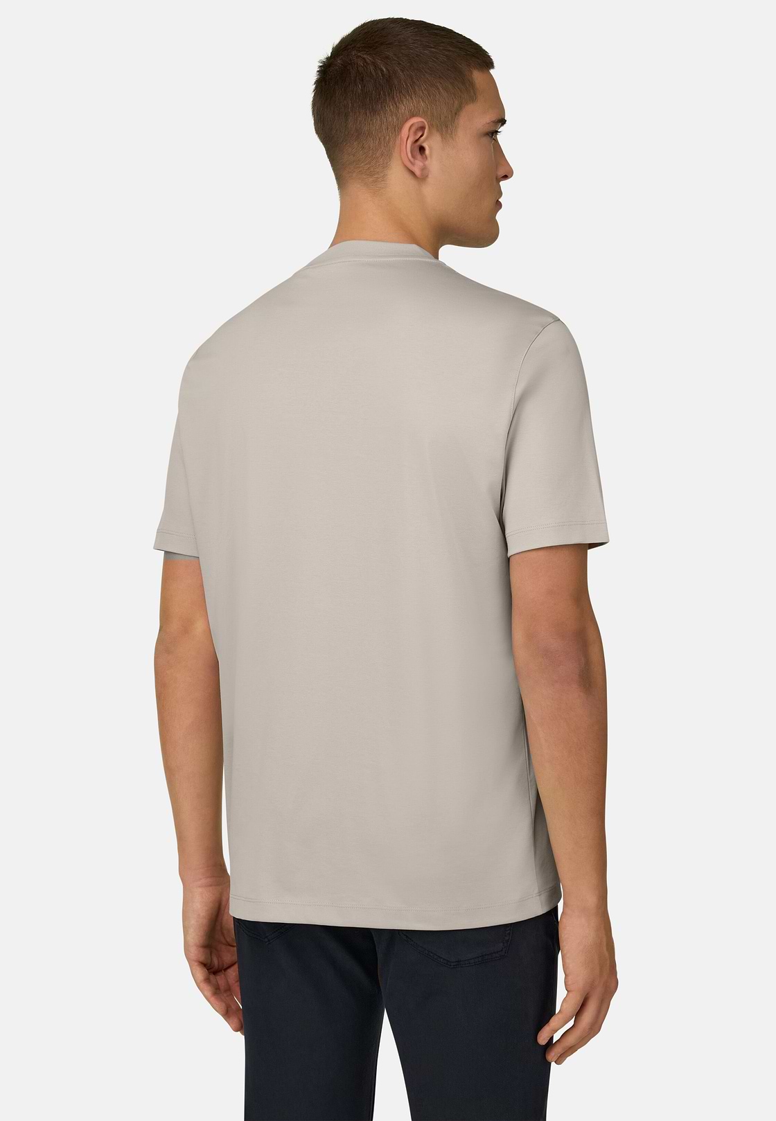 Silk Blend T-Shirt, Sand, hi-res, 3