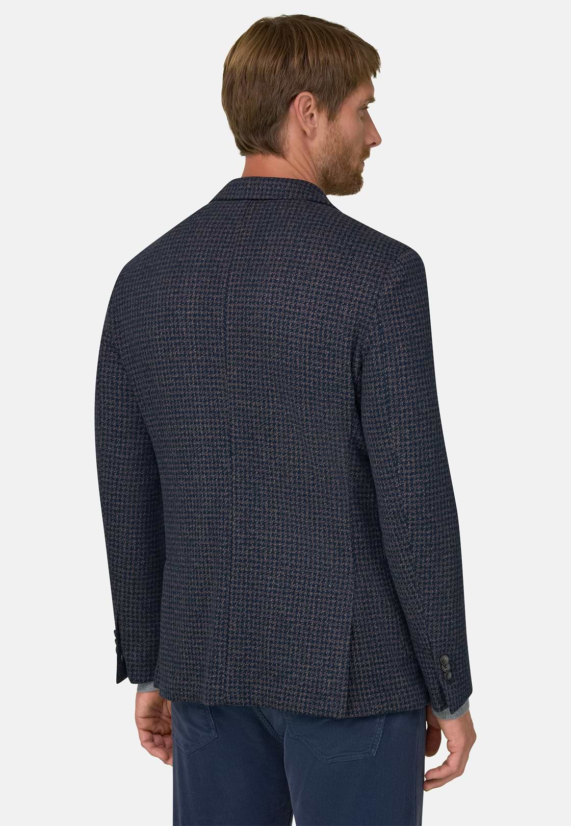 Blazer Houndstooth Cotton Blend B Jersey, Navy blue, hi-res, 4