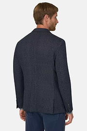 Blazer Houndstooth Cotton Blend B Jersey, Navy blue, thumb, 4