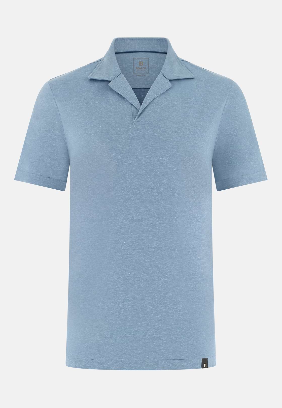 Polo In Misto Lino, Azzurro, hi-res, 5