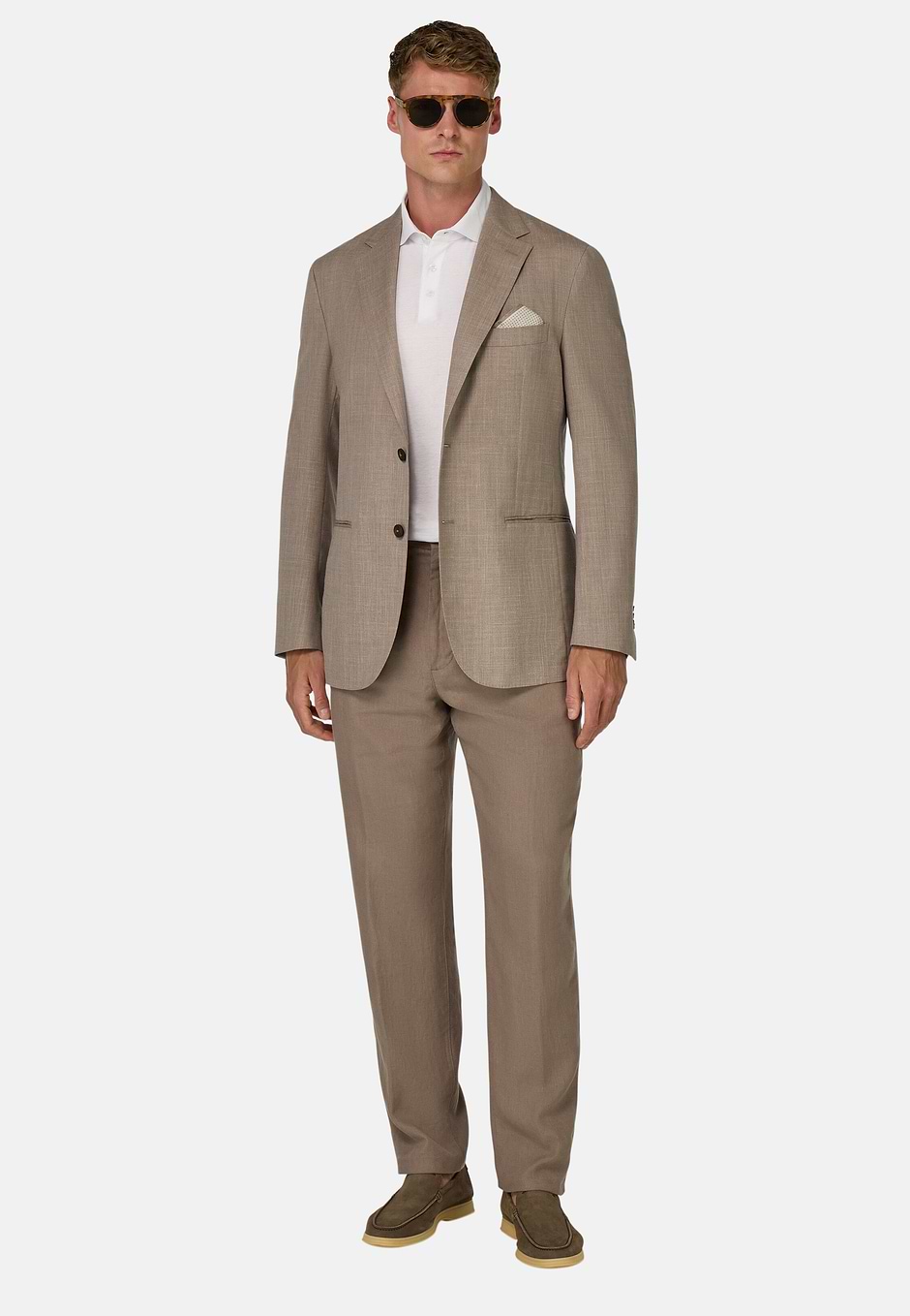 Wool, Linen and Silk Jacket, Taupe, hi-res