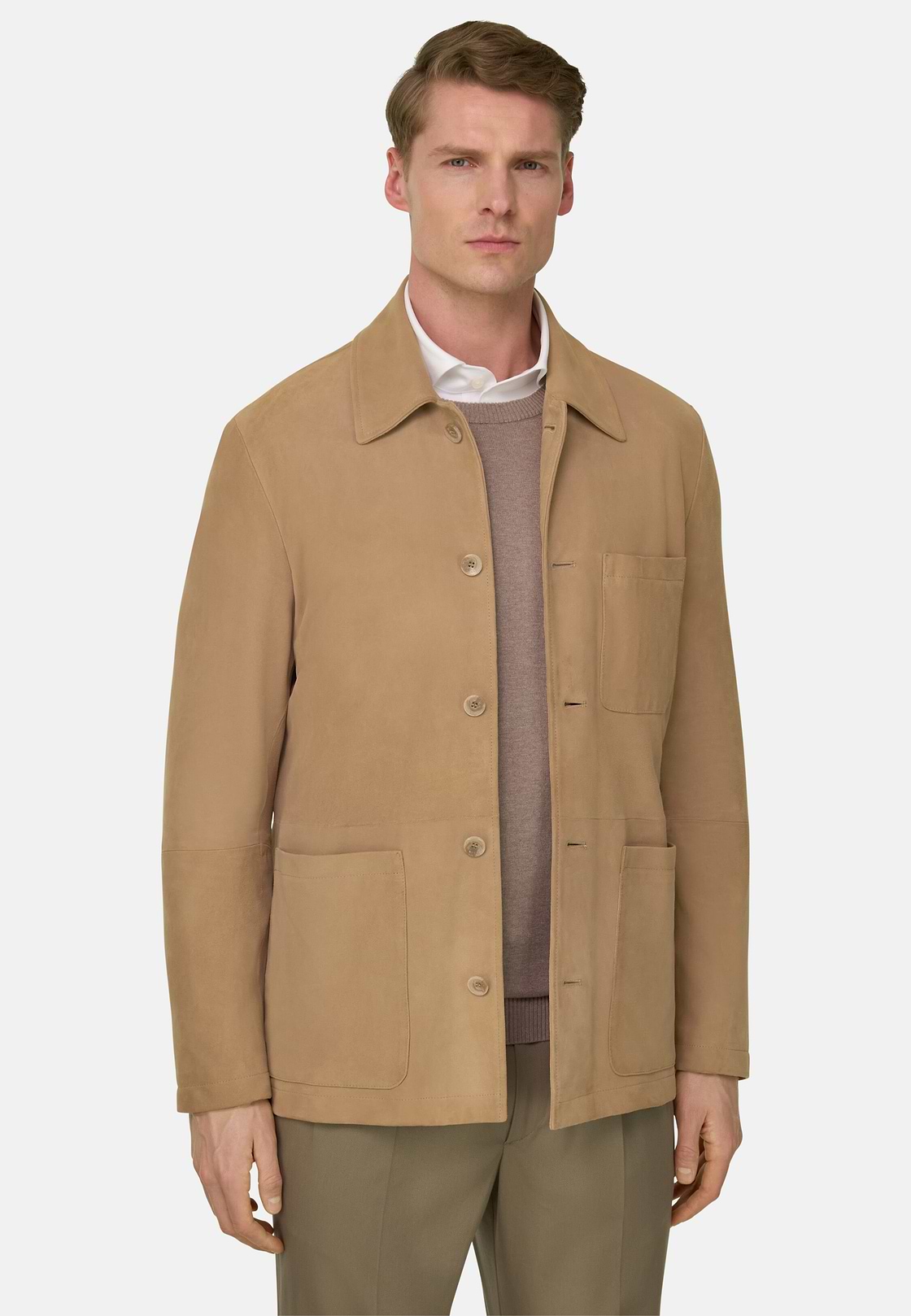 Americana Camisera Work De Piel, Beige, hi-res, 2