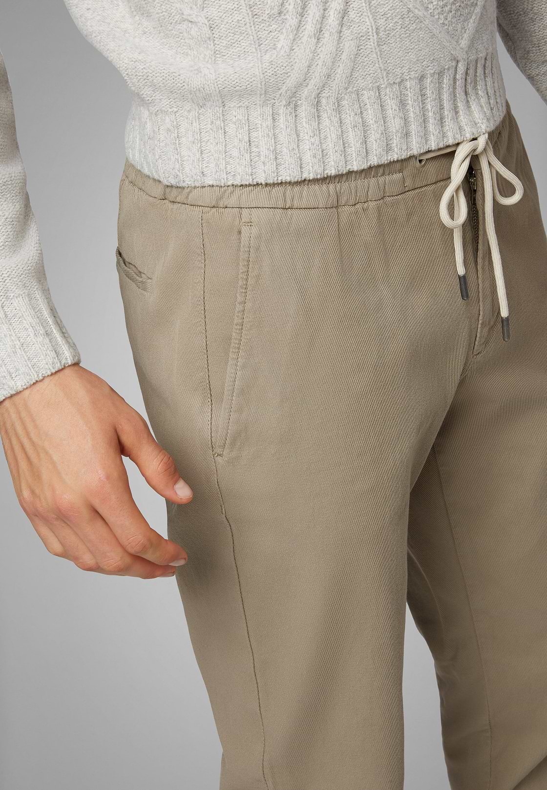 Hose Aus Stretchbaumwolle Mit Durchzug Slim Fit, , hi-res, 3