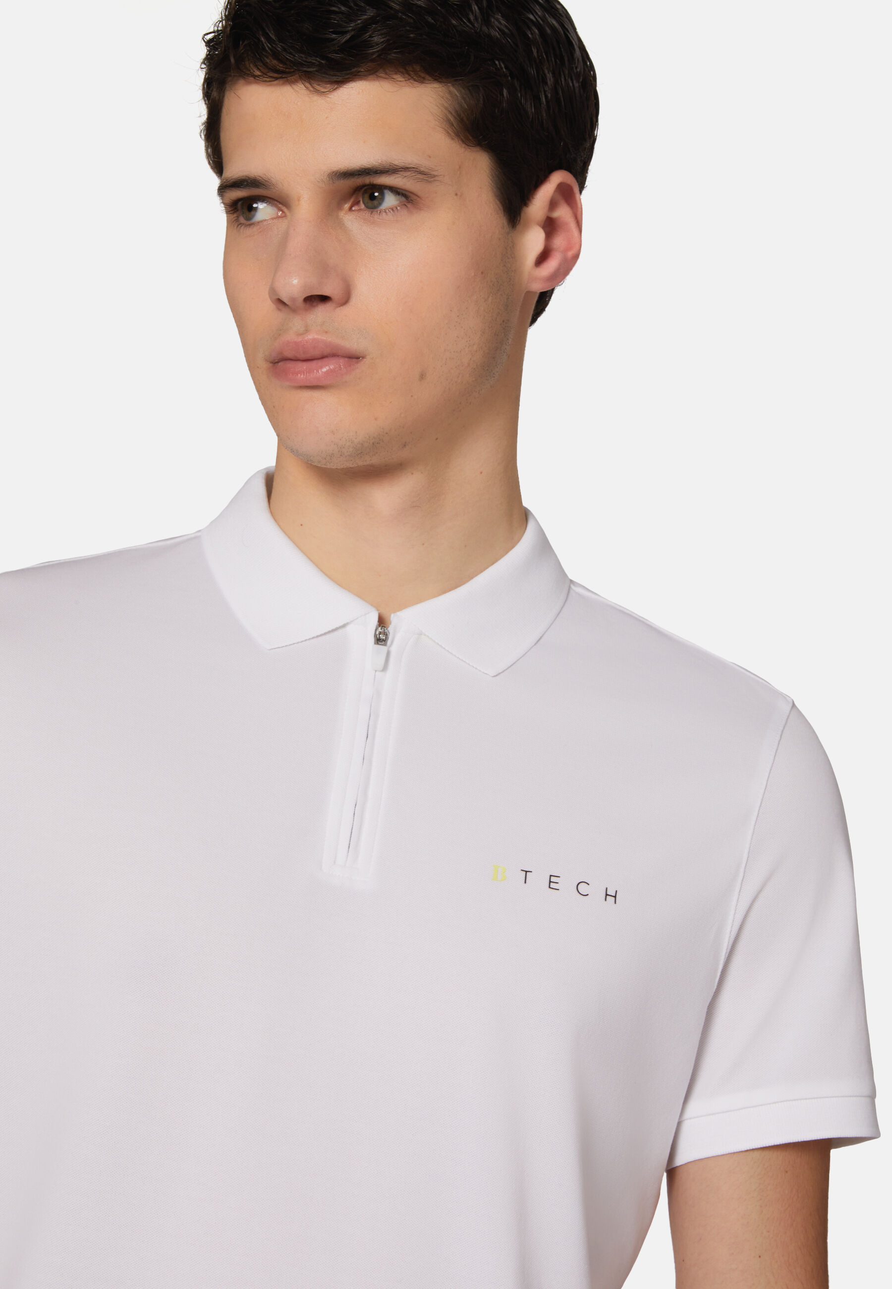 High-Performance Piqué Polo Shirt, White, hi-res