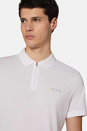 High-Performance Piqué Polo Shirt, White, hi-res