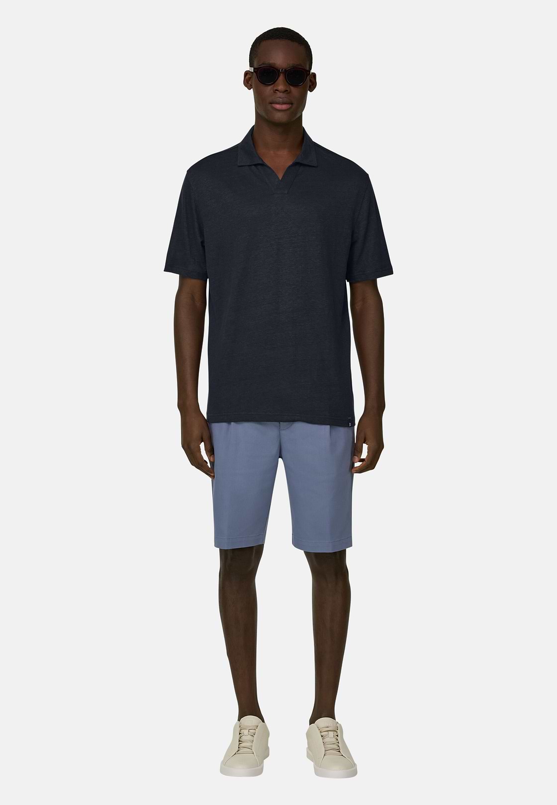 Polo En Jersey De Lin Extensible, Bleu marine, hi-res, 2