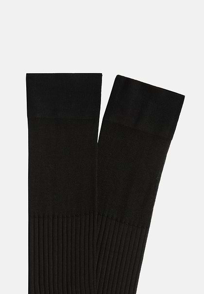Ribbed Cotton Socks, Black, hi-res