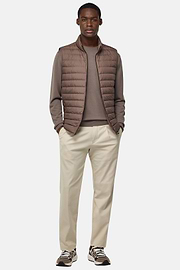 Gilet In Technical Fabric With Goose Down, Taupe, hi-res