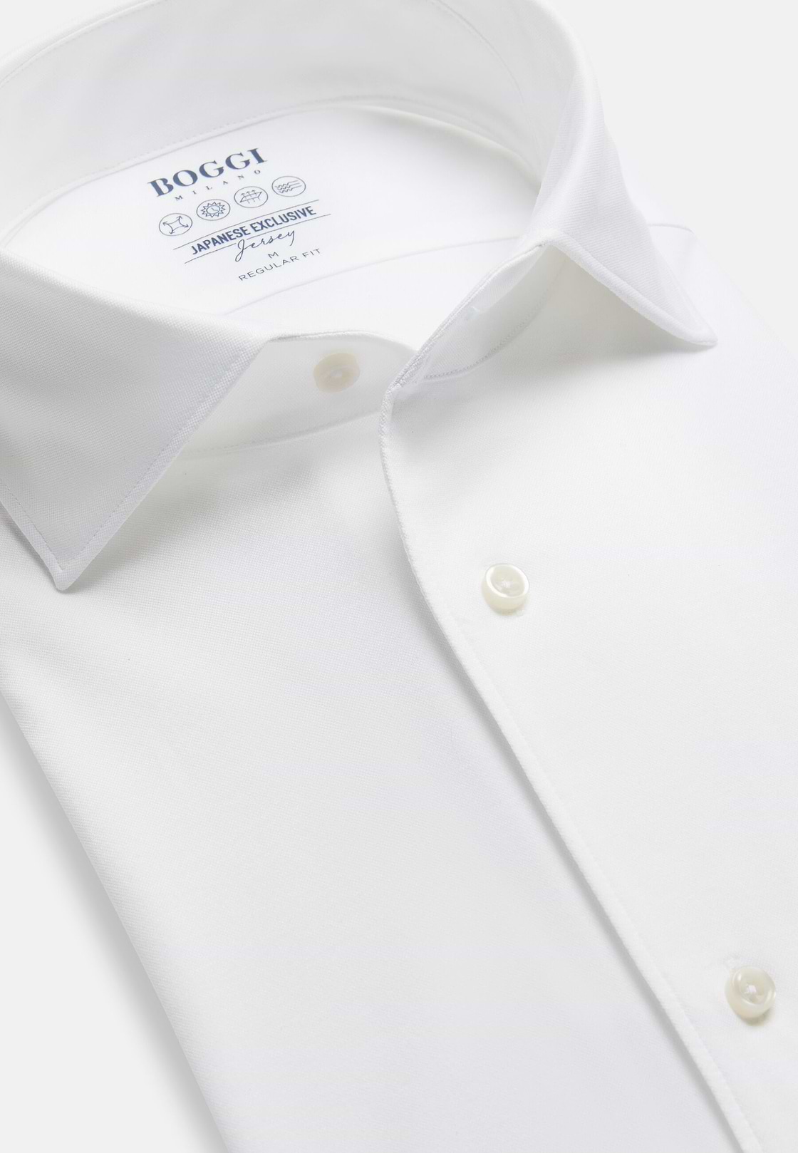Polo En Jersey Japonais Regular Fit, Blanc, hi-res