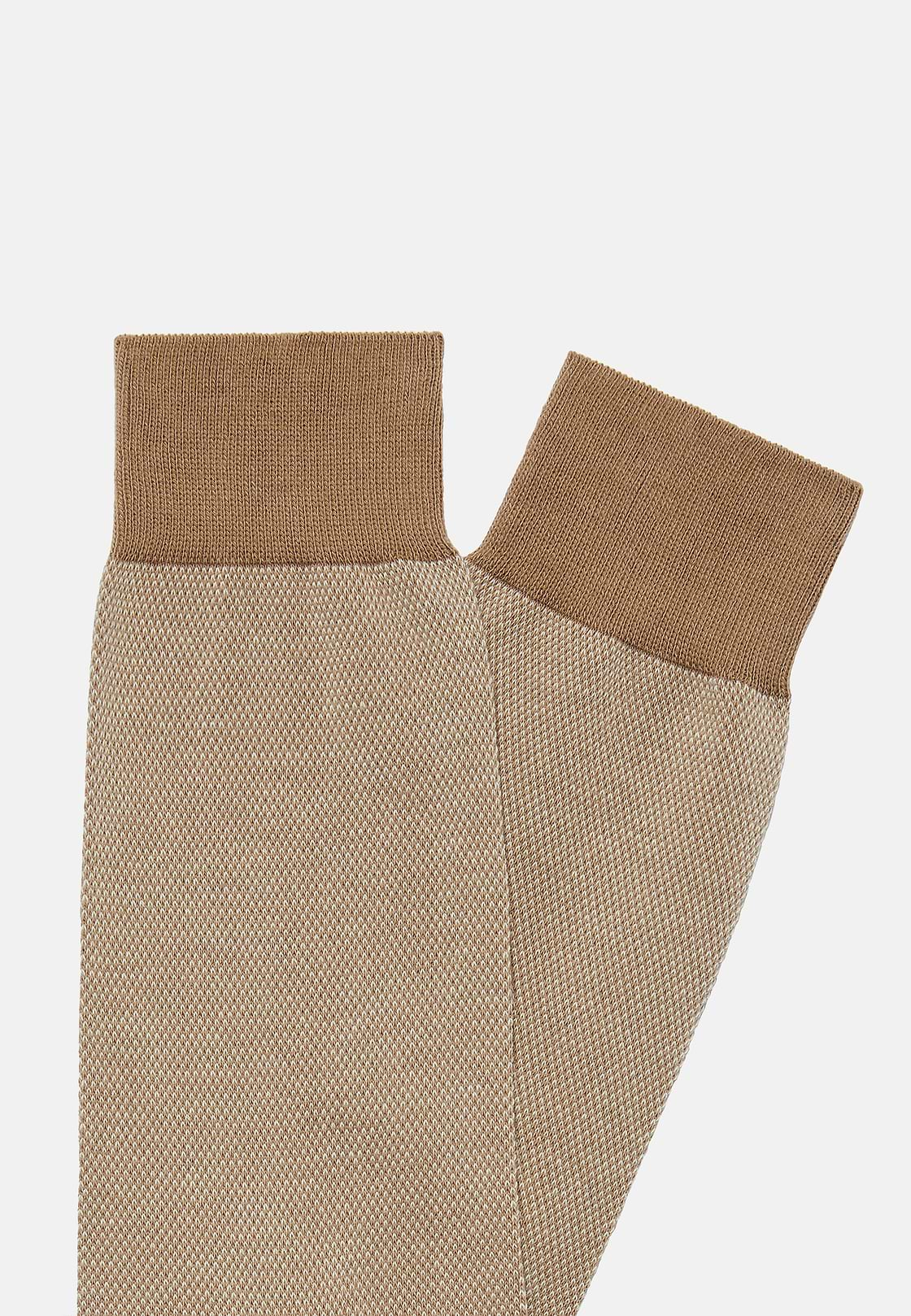 Chaussettes Motif Oxford En Coton Bio, Beige, hi-res