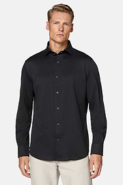 Camisa Estilo Polo De Punto Japonés Regular Fit, Negro, hi-res