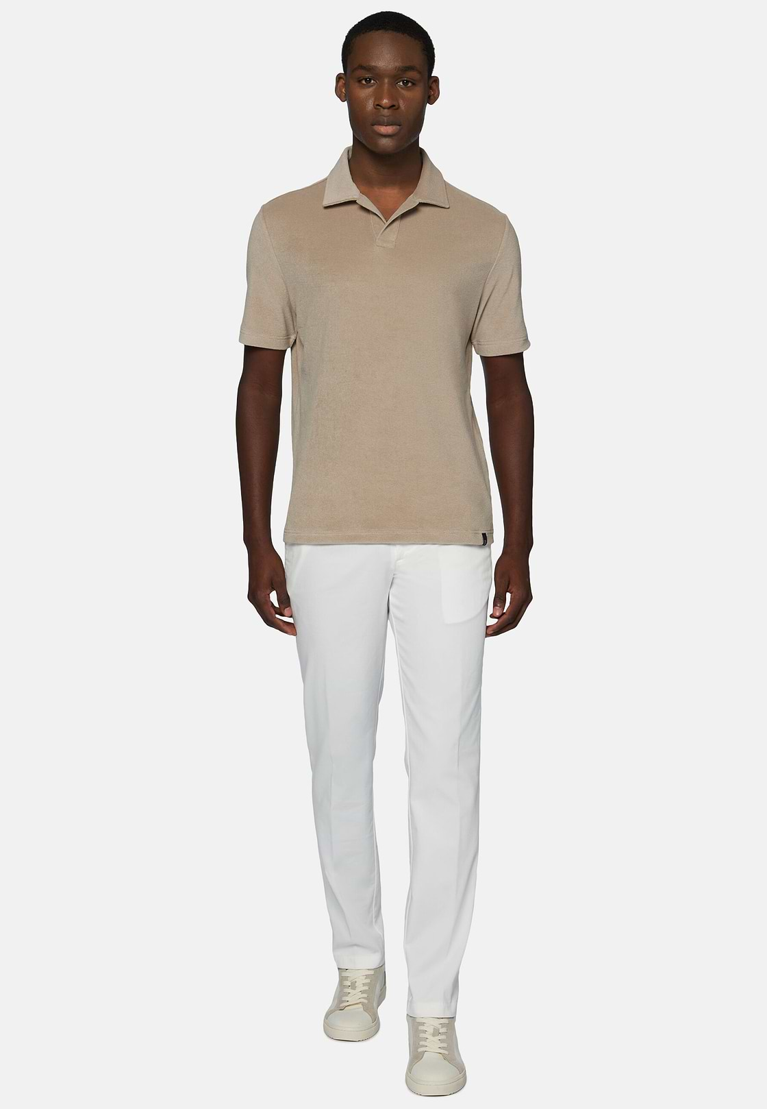 Cotton/Nylon Polo Shirt, Beige, hi-res