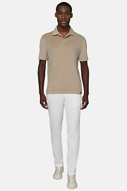 Cotton/Nylon Polo Shirt, Beige, hi-res