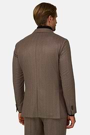 Suit Pinstripe Wool Flannel, Brown, thumb, 5