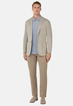 B Jersey Linen and Cotton Herringbone Jacket