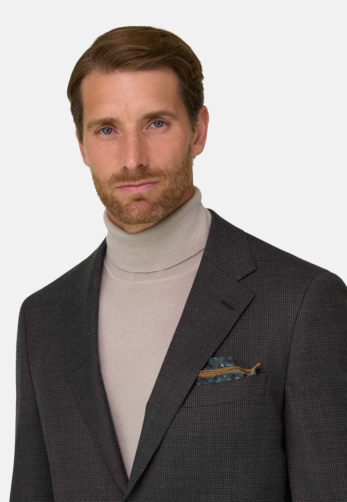 Suit Micro Patterned Wool Blend, Brown, hi-res, 3