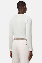 Cotton and Silk Crew Neck Jumper, White, hi-res
