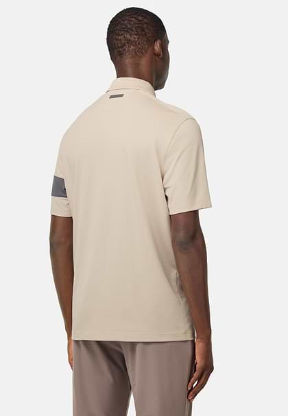 S.Cafè® High-Performance Piqué Polo Shirt, Sand, hi-res