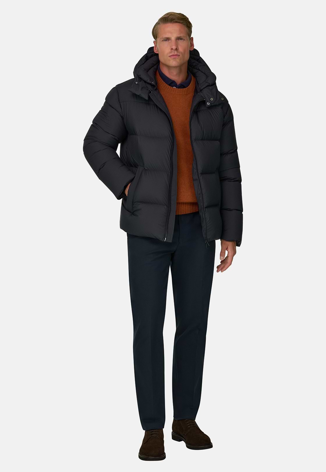 Bomberjack Gewatteerd in Ganzendons, Navy blue, hi-res, 2