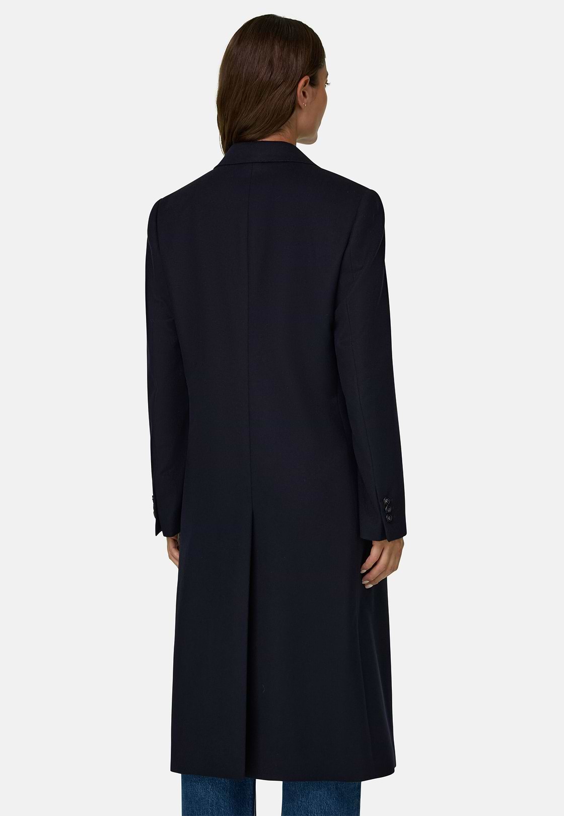 Coat in Pure Cashmere Double-Breasted, Navy blue, hi-res, 4