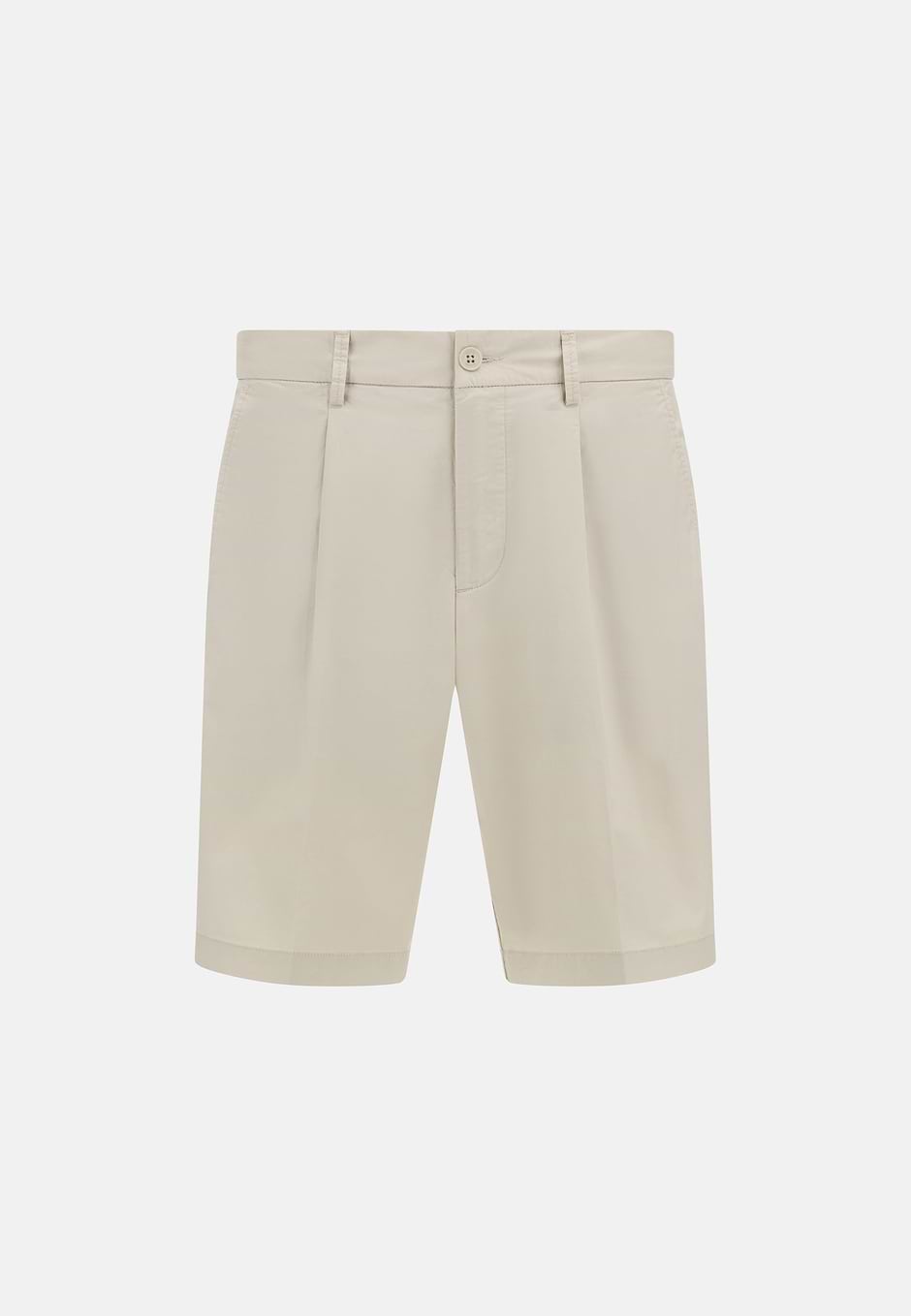 Stretch Cotton Bermuda Shorts, Sand, hi-res