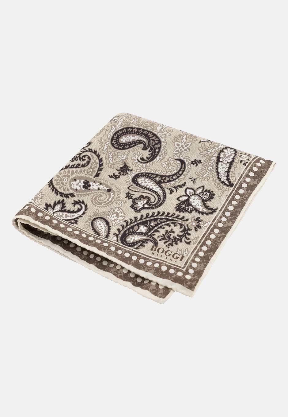 Pochette Motivo Paisley In Seta, Taupe, hi-res