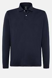 Polo Shirt in a Cotton Blend High-Performance Jersey Regular, Navy blue, hi-res