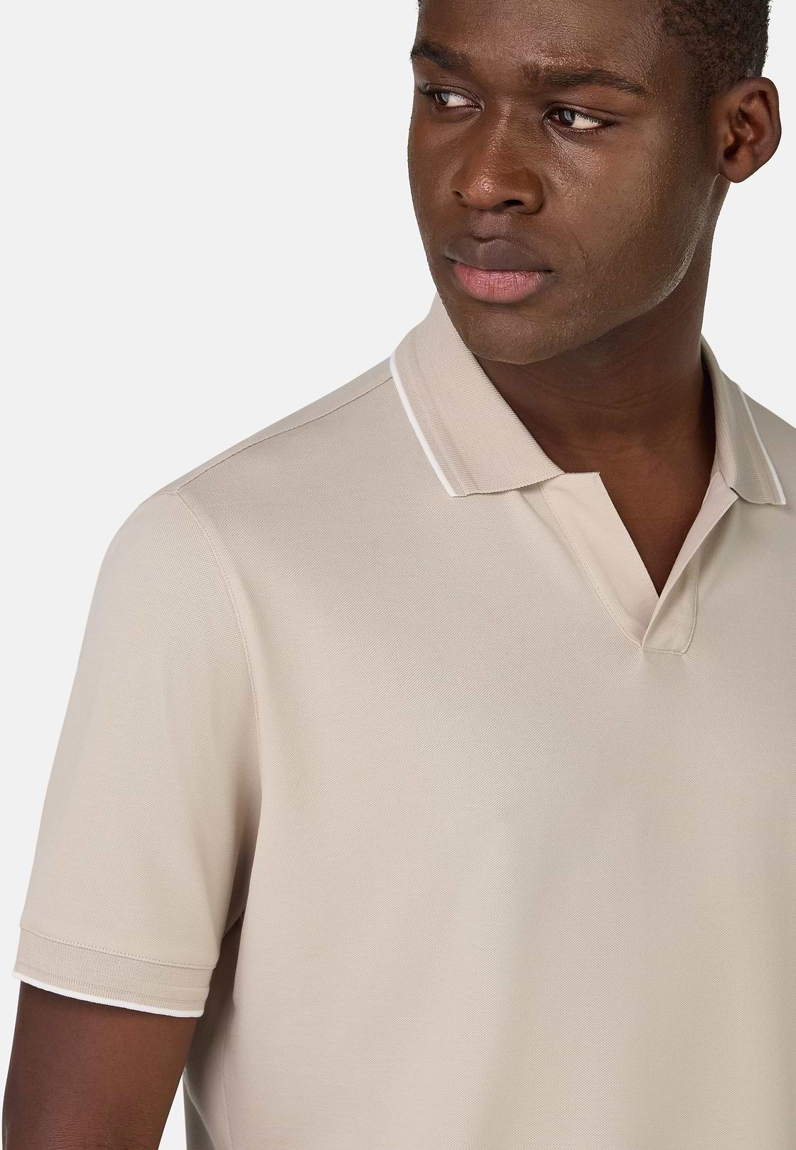 S.Cafè® High-Performance Piqué Polo Shirt, Sand, hi-res