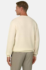 Crew Neck Jumper in Wool Blend, Offwhite, thumb, 4