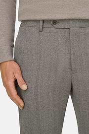 Trousers in Herringbone Flannel, Taupe, thumb, 3