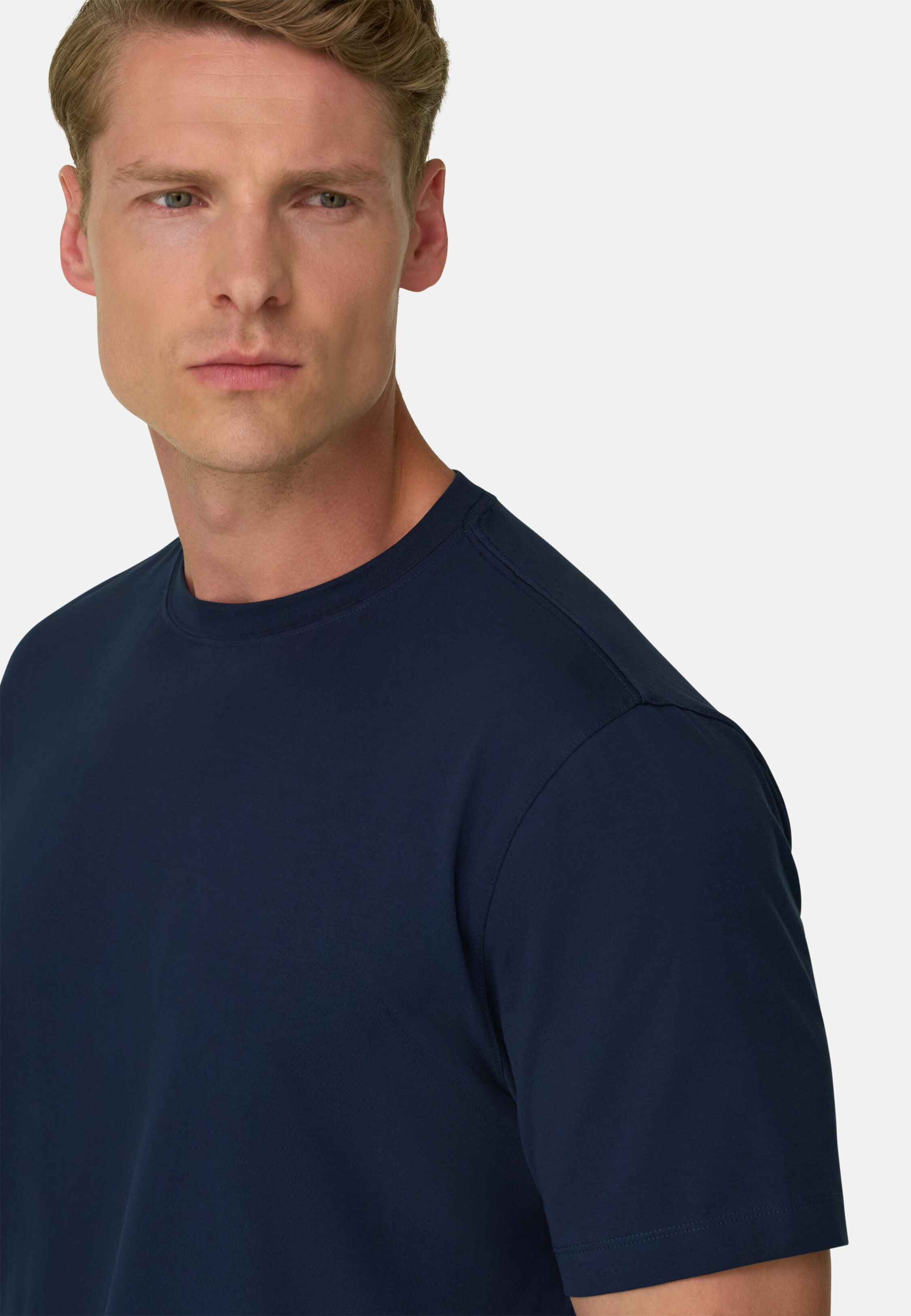 T-Shirt aus Supima-Baumwolljersey Stretchgewebe, Navy blau, hi-res, 3
