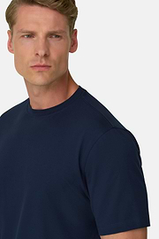 T-Shirt aus Supima-Baumwolljersey Stretchgewebe, Navy blau, thumb, 3