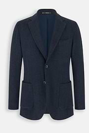 Blazer Herringbone Cotton Blend, Navy blue, thumb, 6
