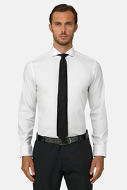 Chemise En Coton Pinpoint Slim Fit, Blanc, thumb, 1