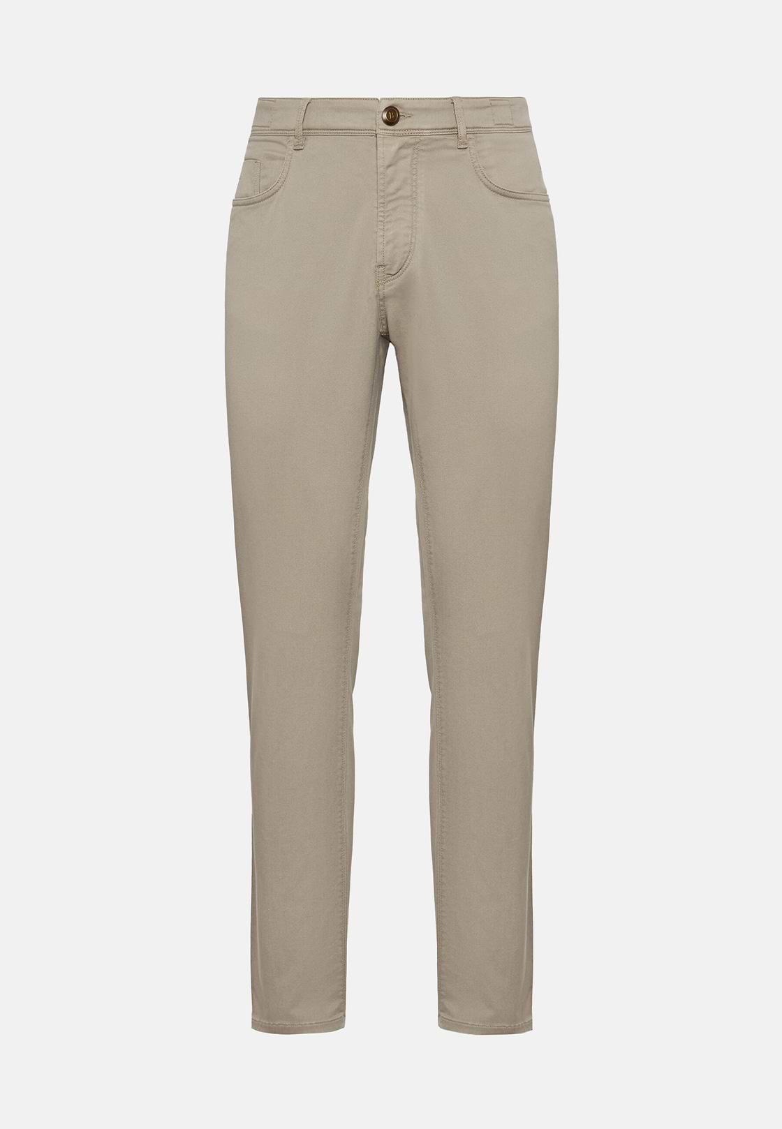 Stretch Cotton/Tencel Jeans, Taupe, hi-res