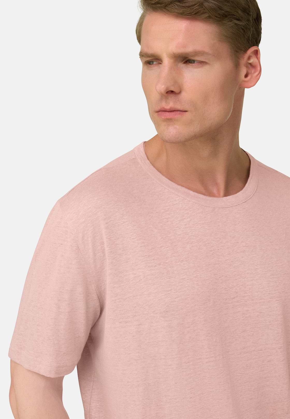 T-Shirt Aus Stretch-Leinen-Jersey, Rosa, hi-res, 4
