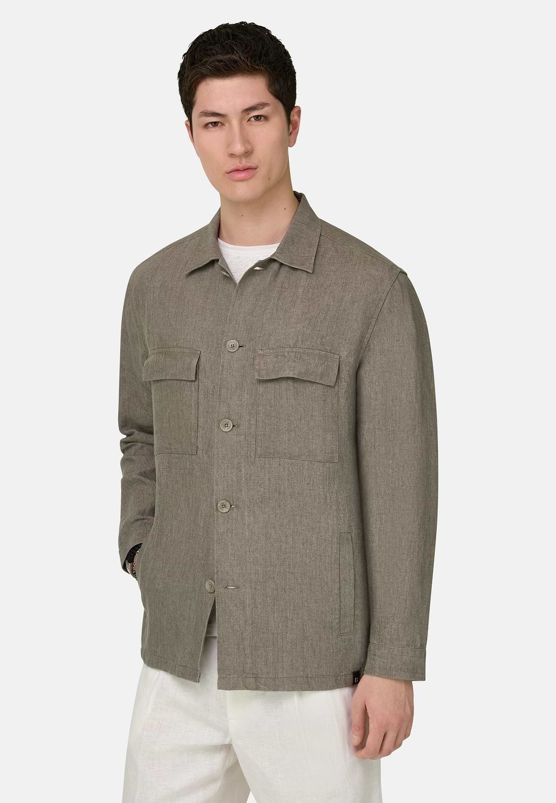 Link Shirt Jacket in Pure Washed Linen, Light Green, hi-res, 1