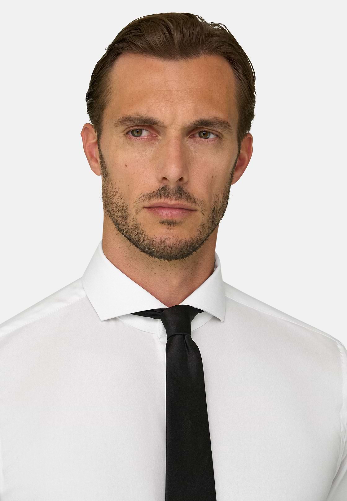 Chemise En Coton Pinpoint Slim Fit, Blanc, hi-res, 3